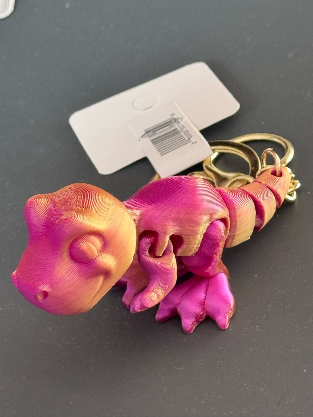 NWT 3D Printed Articulated Dinosaur Keychain Multi Color Fidget Toy Bag Charm
